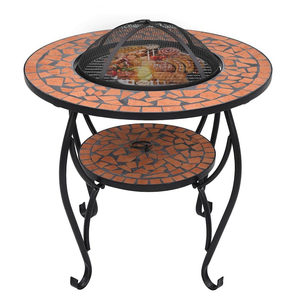 vidaXL Mosaic Fire Pit Table Terracotta 26.8" Ceramic