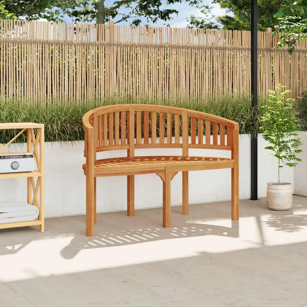 Mike Garden Bench with Crescent Frame | Brown Solid Teak Wood 47"