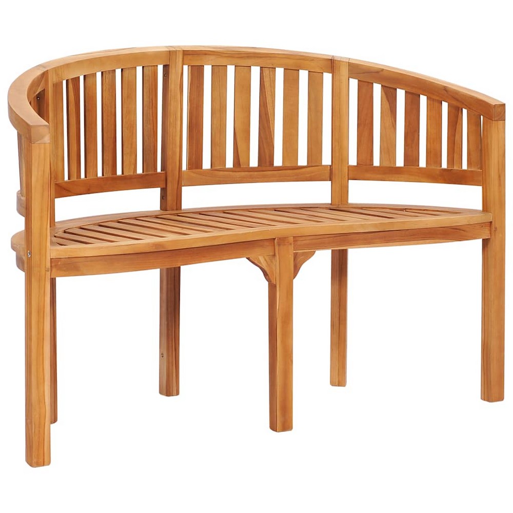 Mike Garden Bench with Crescent Frame | Brown Solid Teak Wood 47"