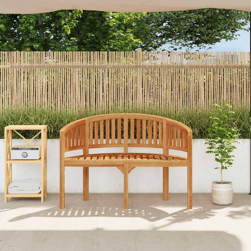 Mike Garden Bench with Crescent Frame | Brown Solid Teak Wood 47"