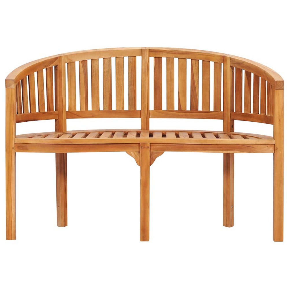 Mike Garden Bench with Crescent Frame | Brown Solid Teak Wood 47"
