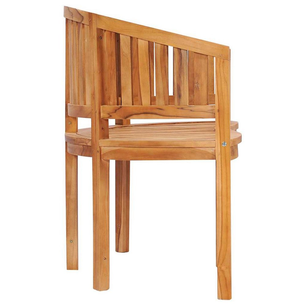 Mike Garden Bench with Crescent Frame | Brown Solid Teak Wood 47"