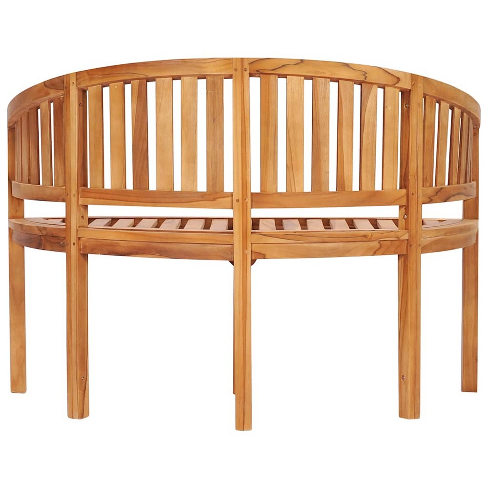 Mike Garden Bench with Crescent Frame | Brown Solid Teak Wood 47"
