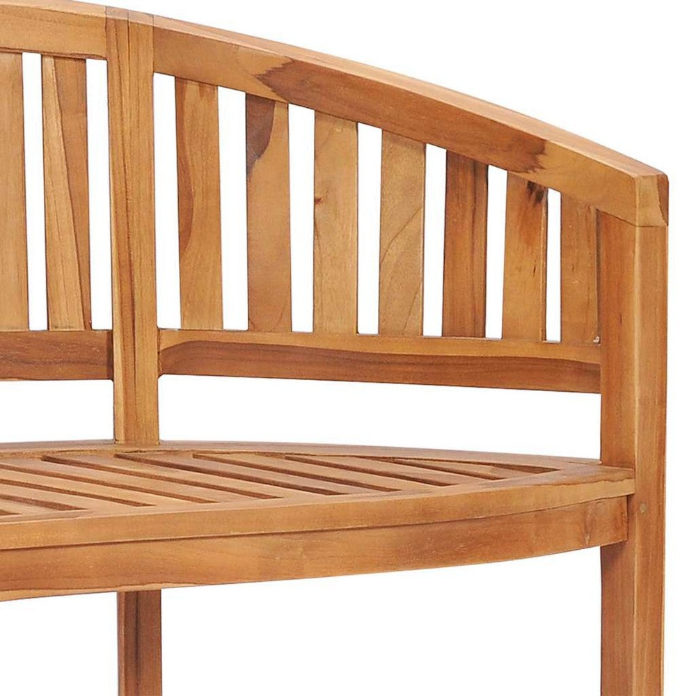 Mike Garden Bench with Crescent Frame | Brown Solid Teak Wood 47"