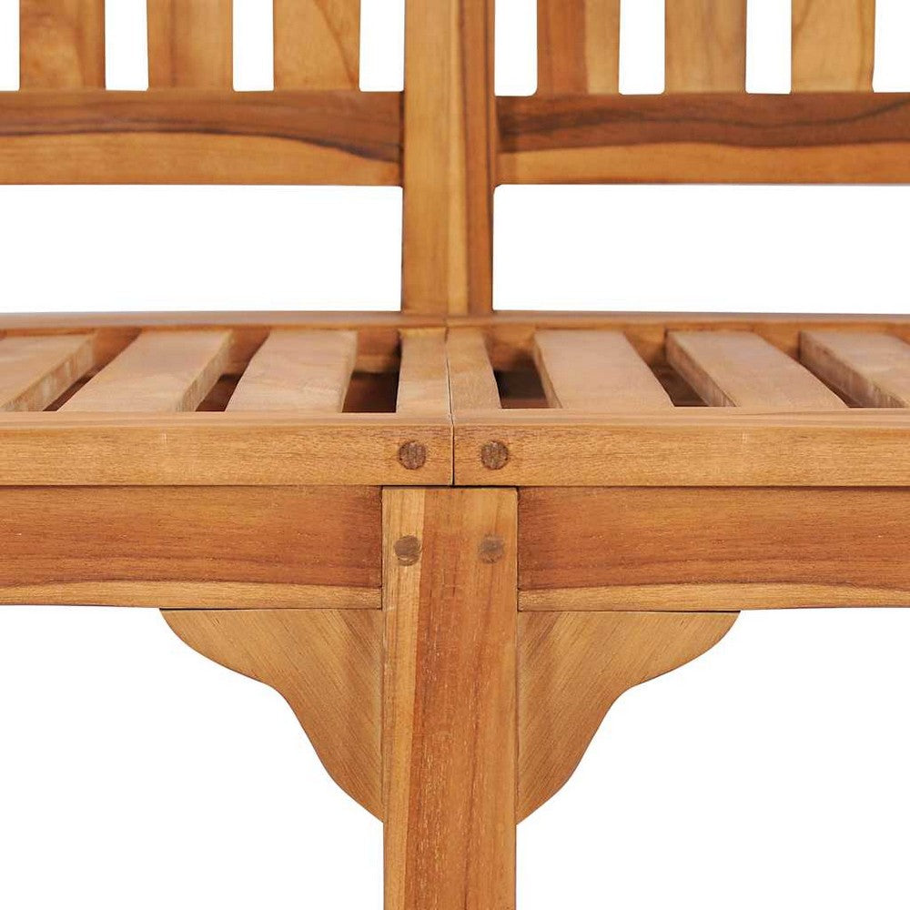 Mike Garden Bench with Crescent Frame | Brown Solid Teak Wood 47"