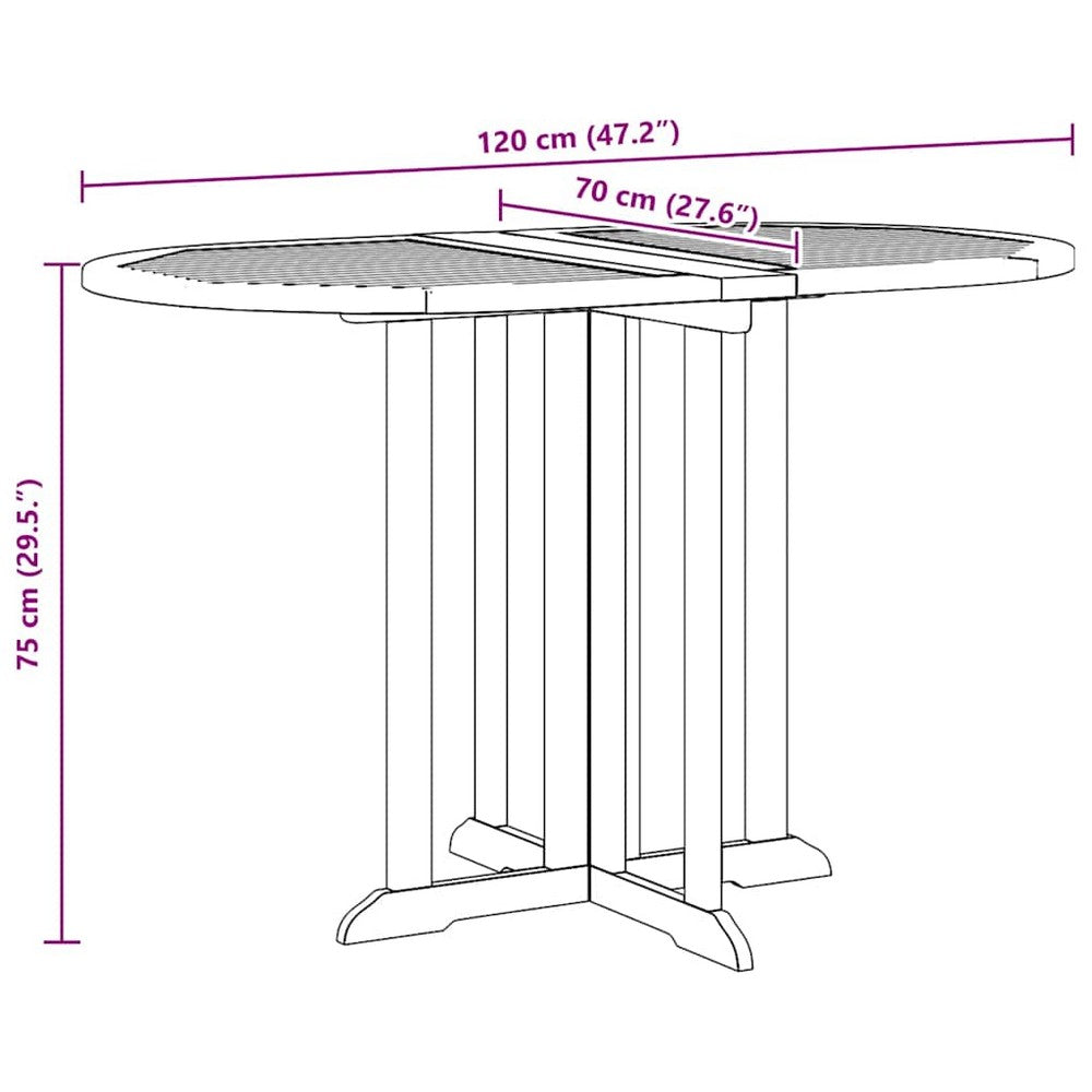 Mayo Garden Butterfly Dining Table | Foldable Design | Natural Teak Wood 47"