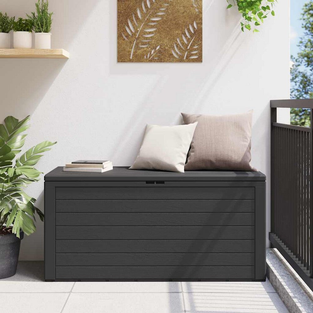 Sofia Modern Outdoor Storage Box | Anthracite Polypropylene 46"