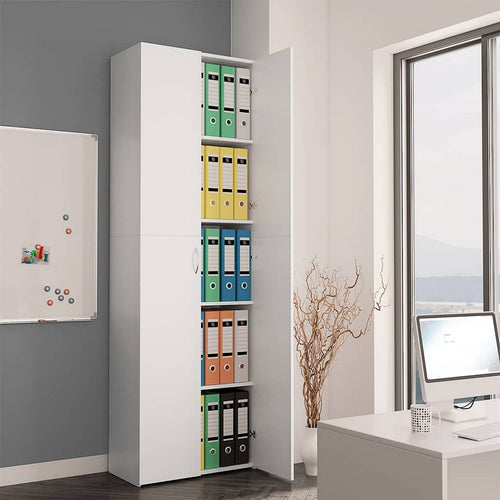 vidaXL Office Cabinet White 23.6x12.6x74.8" Engineered Wood