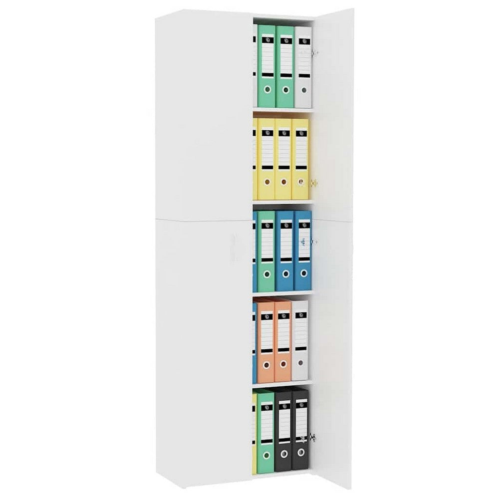 vidaXL Office Cabinet White 23.6x12.6x74.8" Engineered Wood