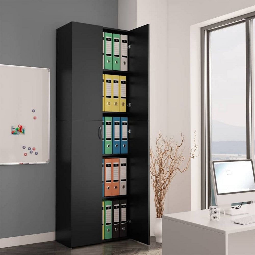 vidaXL Office Cabinet Black 23.6x12.6x74.8" Engineered Wood