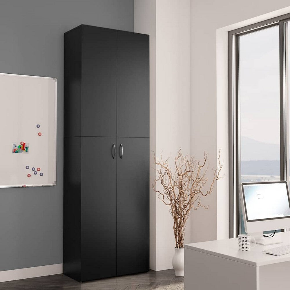 vidaXL Office Cabinet Black 23.6x12.6x74.8" Engineered Wood