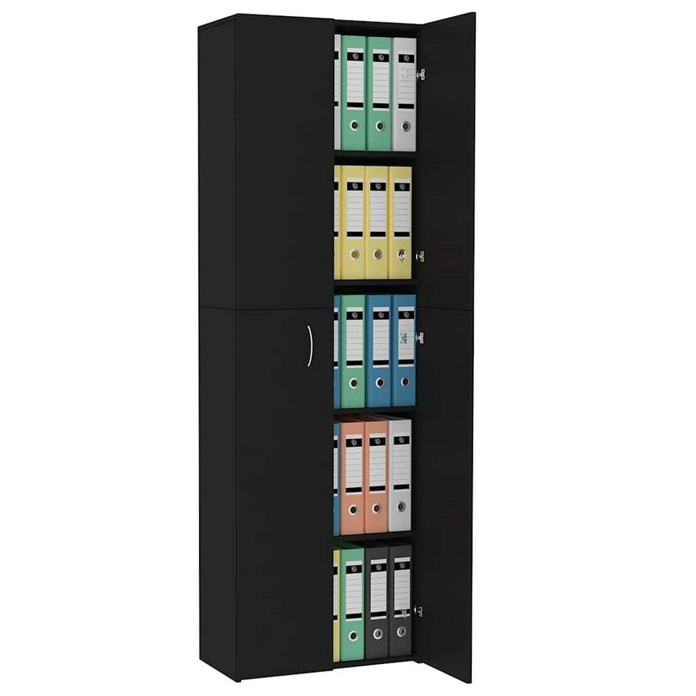 vidaXL Office Cabinet Black 23.6x12.6x74.8" Engineered Wood