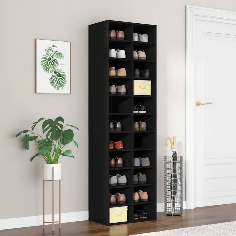 vidaXL Shoe Cabinet Black 21.3"x13.4"x72" Engineered Wood