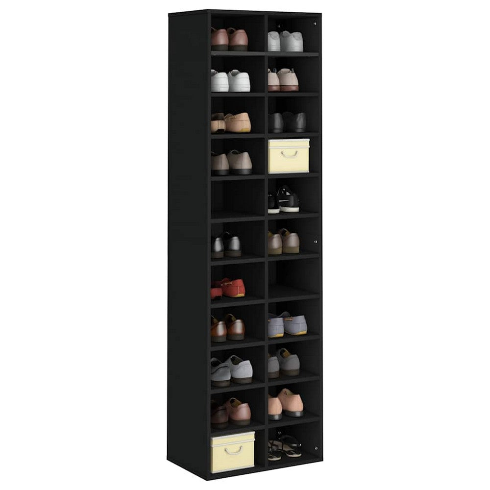 vidaXL Shoe Cabinet Black 21.3"x13.4"x72" Engineered Wood