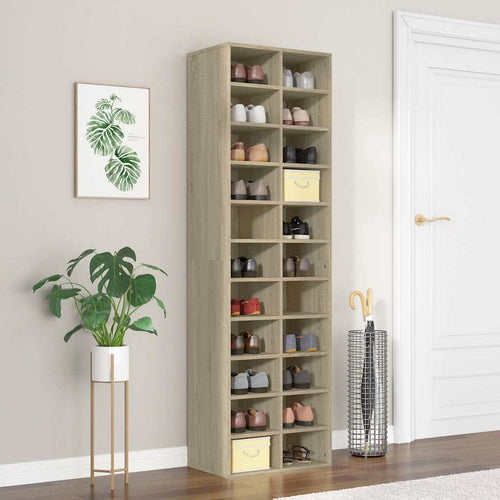 vidaXL Shoe Cabinet Sonoma Oak 21.3x13.4x72.0" Engineered Wood