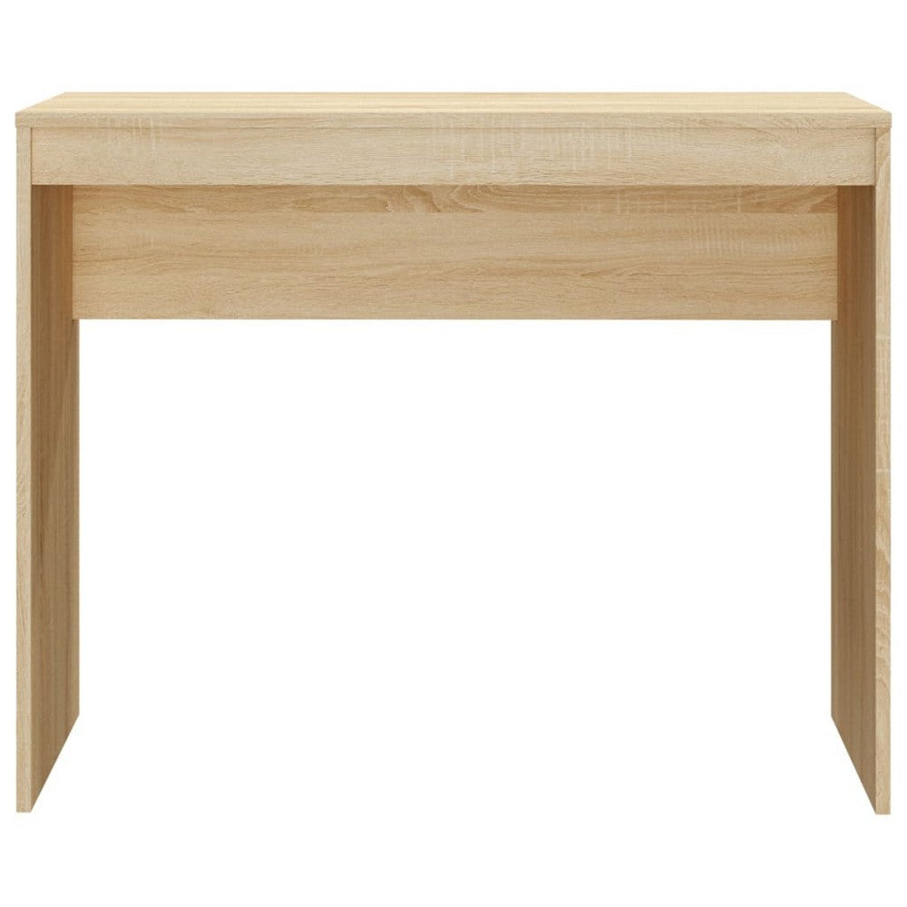 Rosie Minimalist Desk with Panel Legs | Brown Sonoma Oak Wood 35"