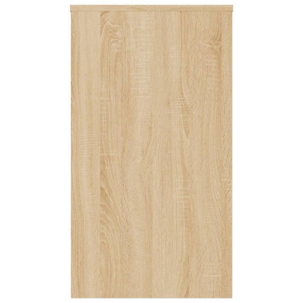 Rosie Minimalist Desk with Panel Legs | Brown Sonoma Oak Wood 35"