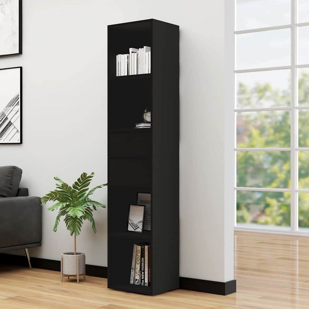 vidaXL Book Cabinet Black 14.2x11.8x67.3" Engineered Wood