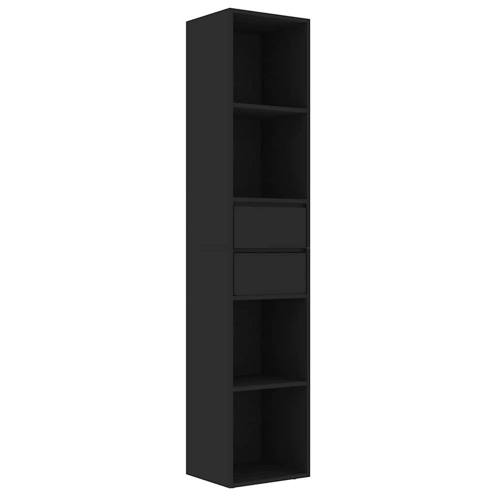 vidaXL Book Cabinet Black 14.2x11.8x67.3" Engineered Wood