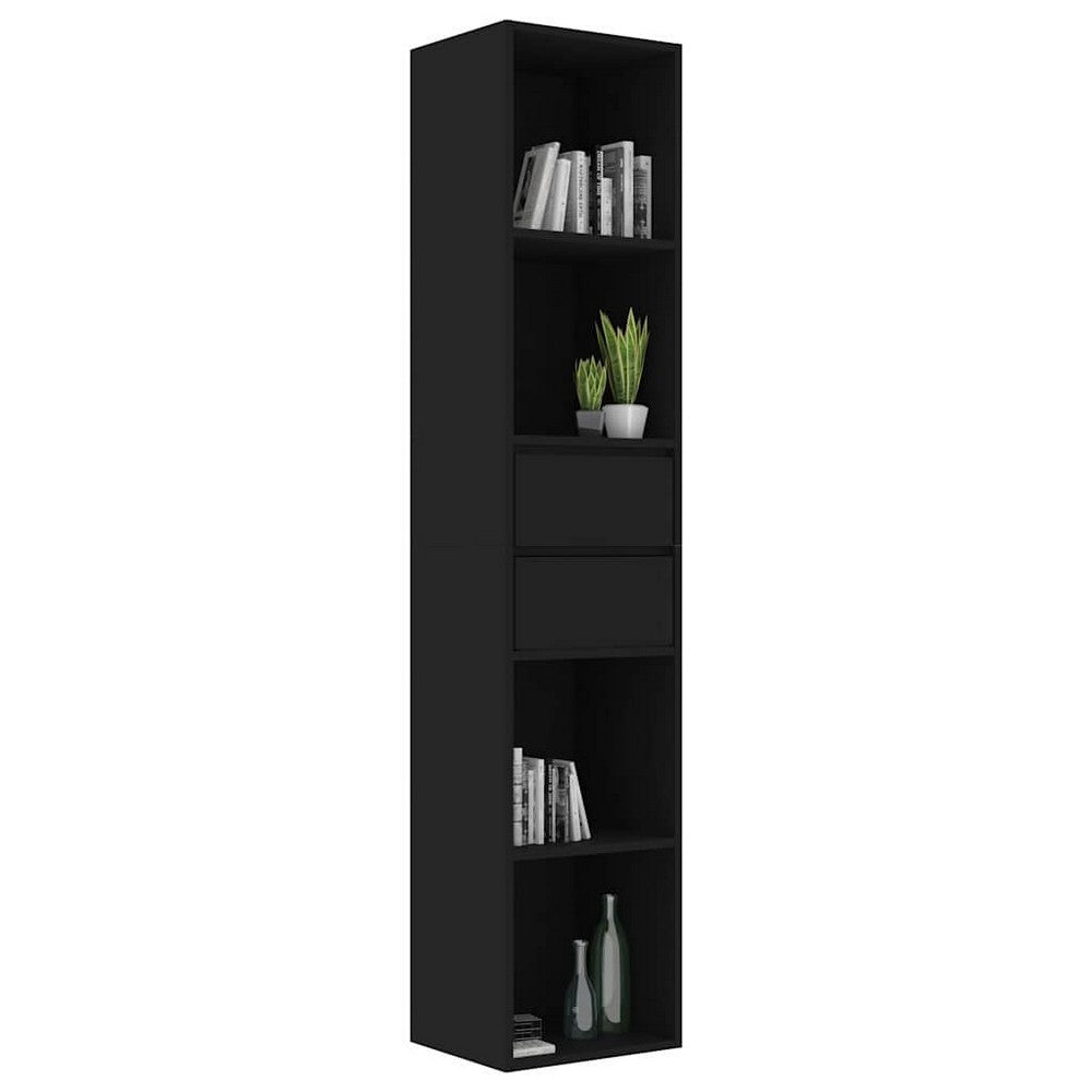 vidaXL Book Cabinet Black 14.2x11.8x67.3" Engineered Wood