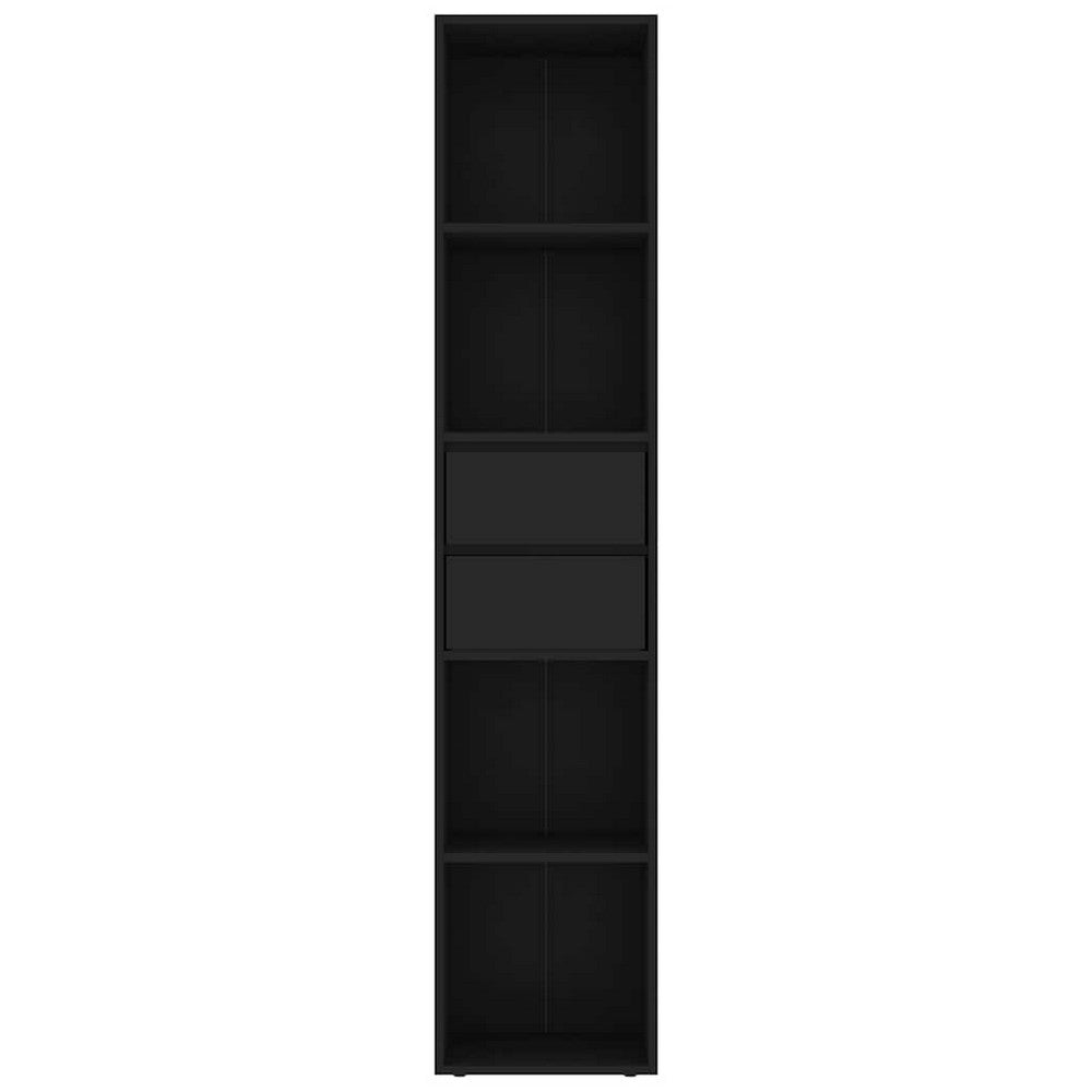 vidaXL Book Cabinet Black 14.2x11.8x67.3" Engineered Wood