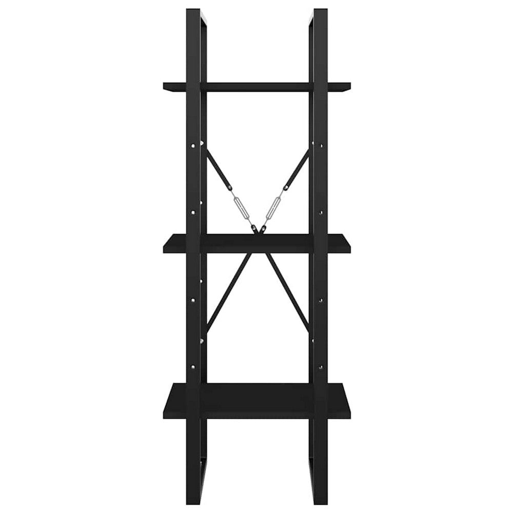 vidaXL 3-Tier Book Cabinet Black 15.7"x11.8"x41.3" Engineered Wood