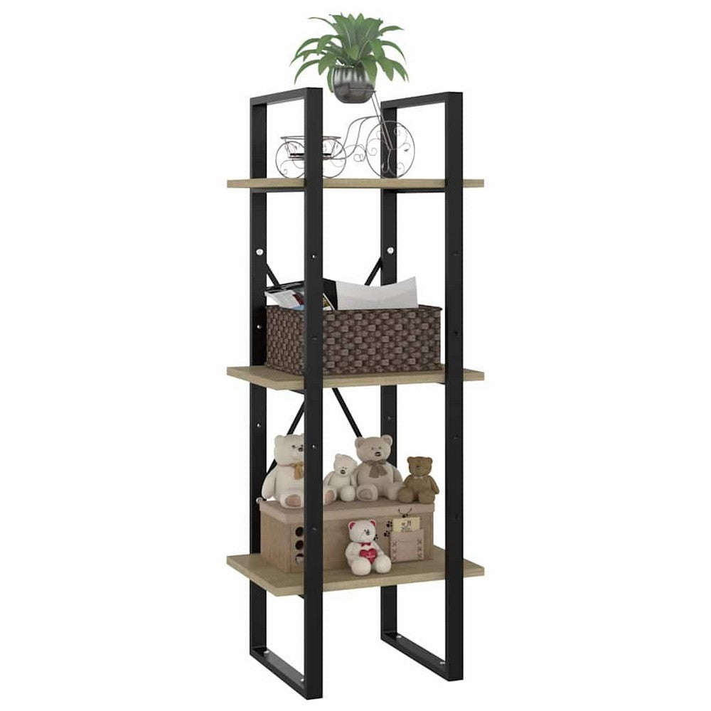 vidaXL 3-Tier Book Cabinet Sonoma Oak 15.7"x11.8"x41.3" Engineered Wood