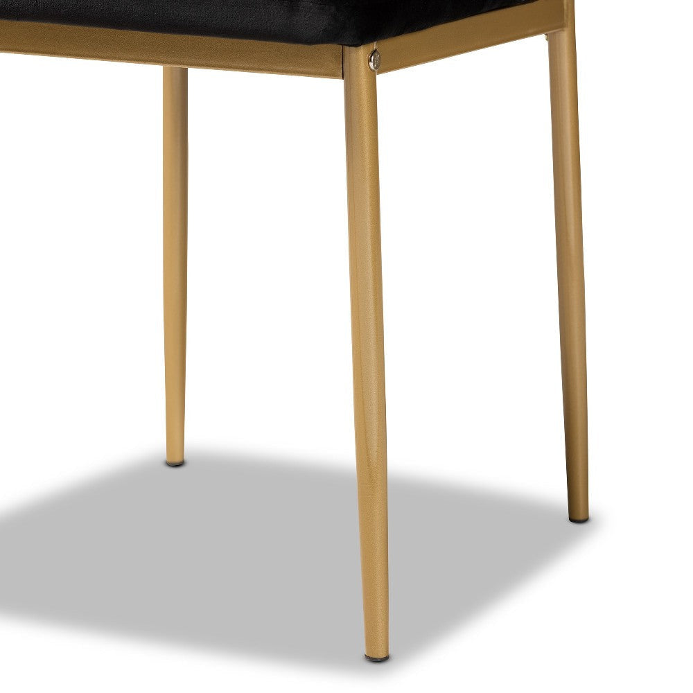 Baxton Studio Armand Modern Glam and Luxe Black Velvet Fabric Upholstered and Gold Finished Metal 4-Piece Dining Chair Set