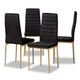 Baxton Studio Armand Modern Glam and Luxe Black Velvet Fabric Upholstered and Gold Finished Metal 4-Piece Dining Chair Set