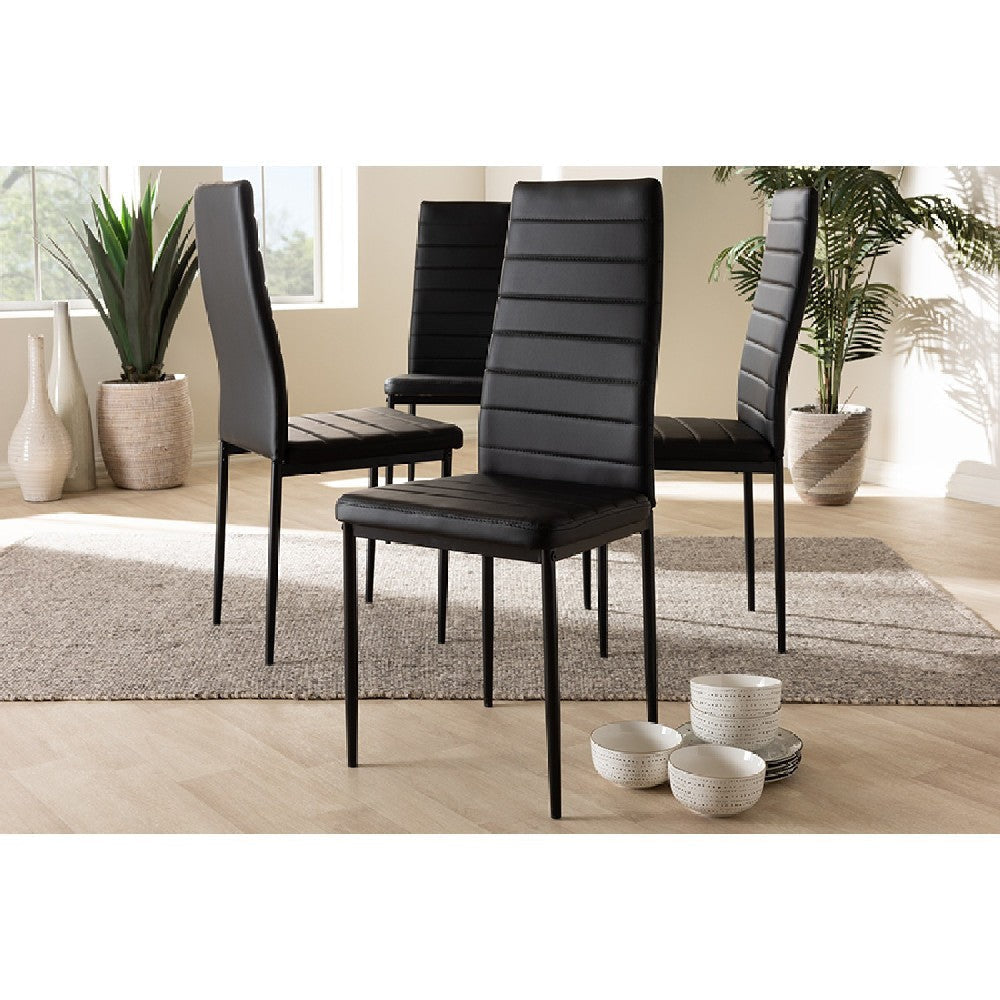 Baxton Studio Armand Modern and Contemporary Black Faux Leather Upholstered Dining Chair (Set of 4)