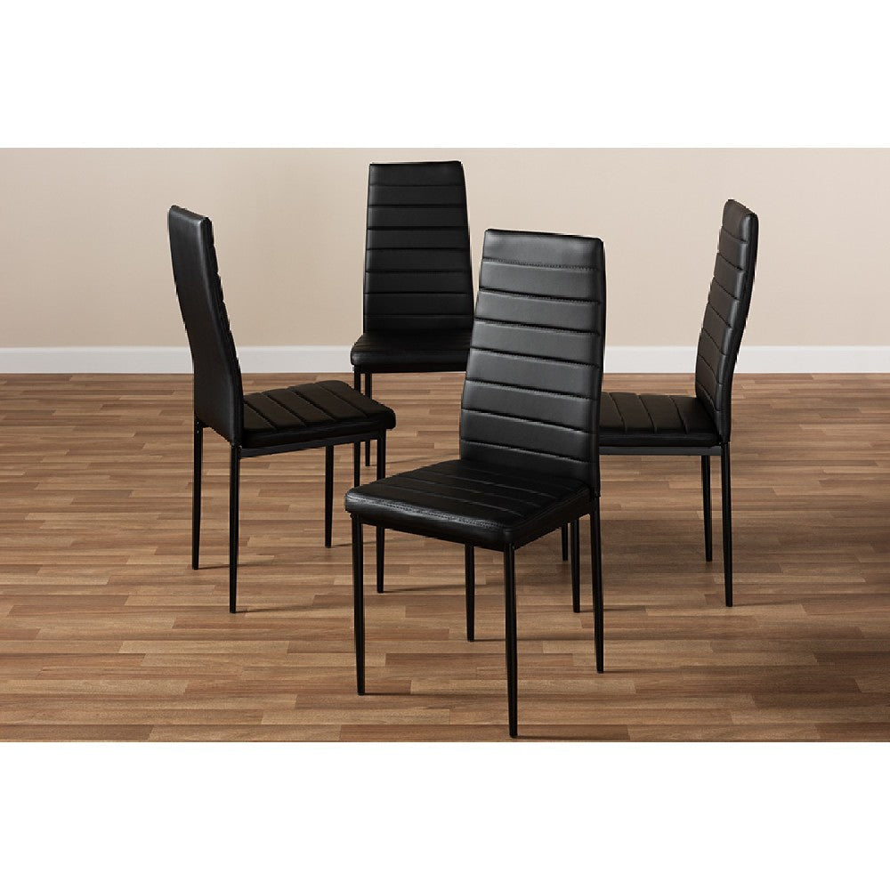 Baxton Studio Armand Modern and Contemporary Black Faux Leather Upholstered Dining Chair (Set of 4)