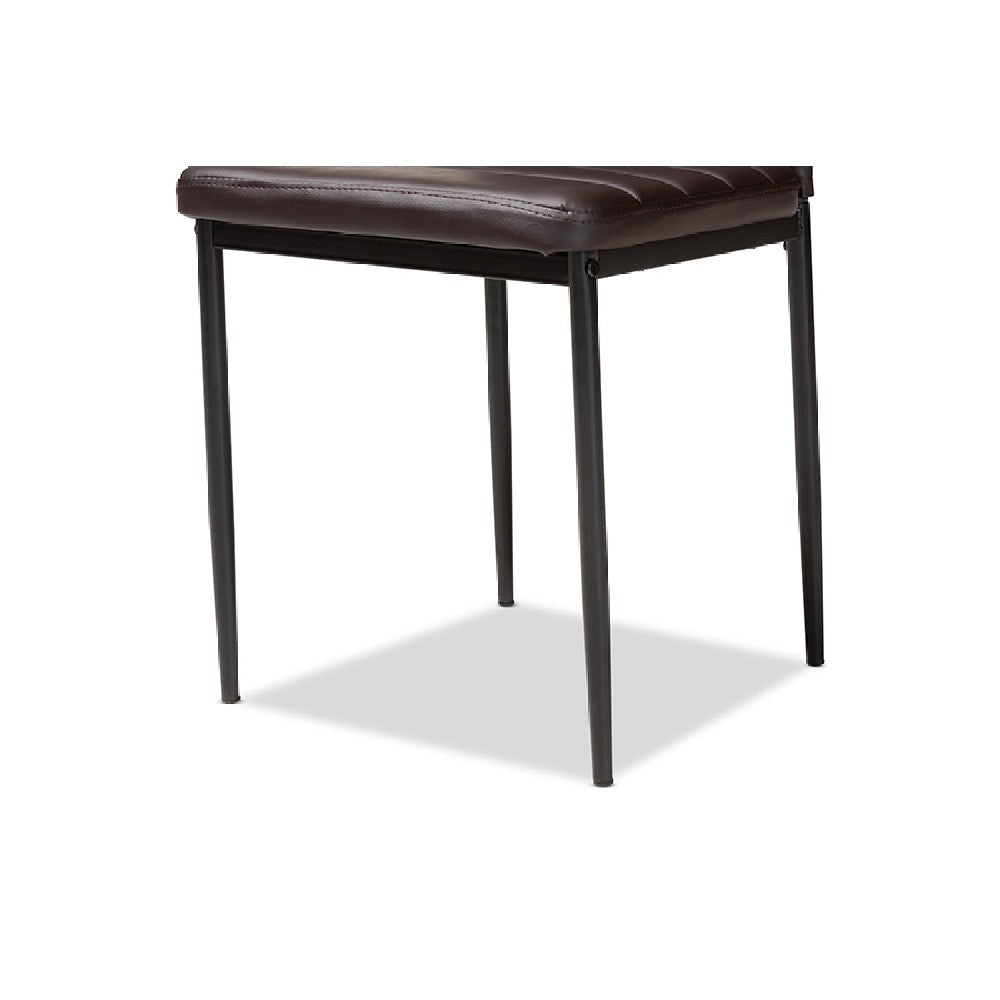Baxton Studio Armand Modern and Contemporary Brown Faux Leather Upholstered Dining Chair (Set of 4)
