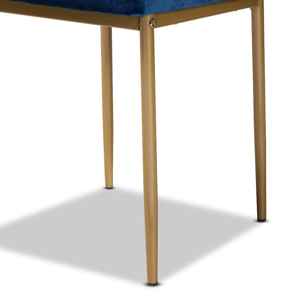 Baxton Studio Armand Modern Glam and Luxe Navy Blue Velvet Fabric Upholstered and Gold Finished Metal 4-Piece Dining Chair Set