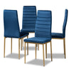 Baxton Studio Armand Modern Glam and Luxe Navy Blue Velvet Fabric Upholstered and Gold Finished Metal 4-Piece Dining Chair Set
