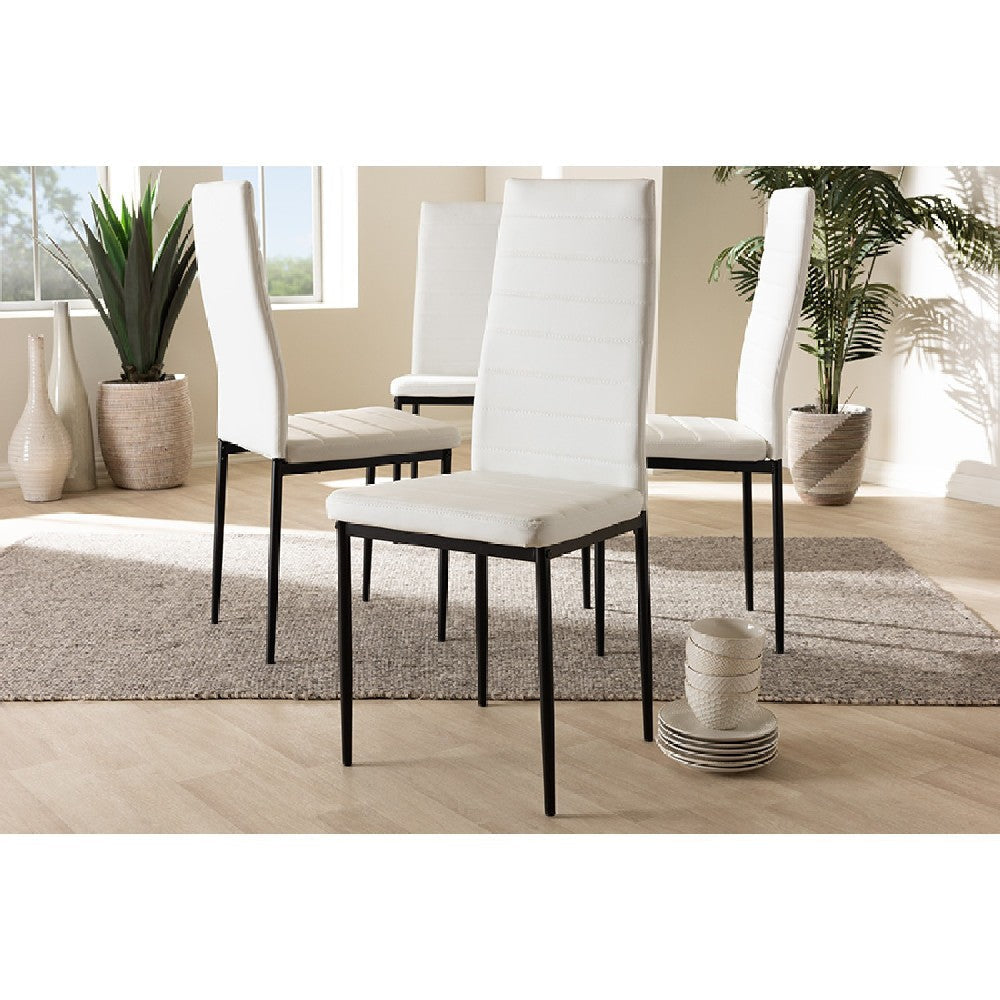 Baxton Studio Armand Modern and Contemporary White Faux Leather Upholstered Dining Chair (Set of 4)