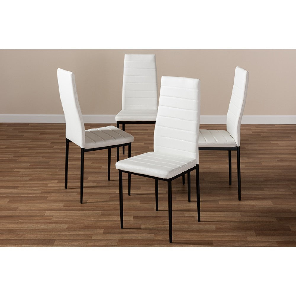 Baxton Studio Armand Modern and Contemporary White Faux Leather Upholstered Dining Chair (Set of 4)