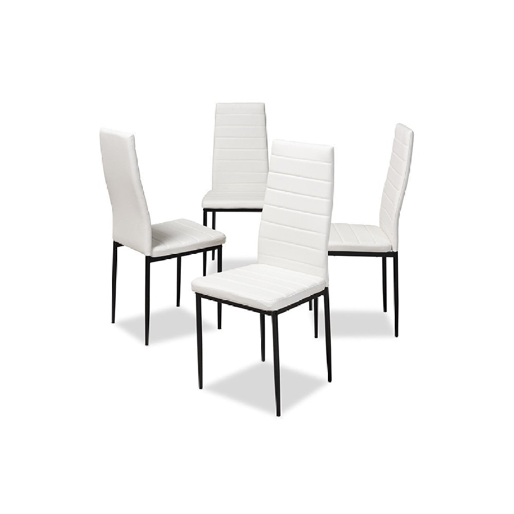Baxton Studio Armand Modern and Contemporary White Faux Leather Upholstered Dining Chair (Set of 4)