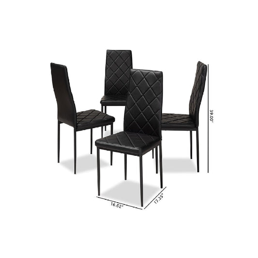 Baxton Studio Blaise Modern and Contemporary Black Faux Leather Upholstered Dining Chair (Set of 4)