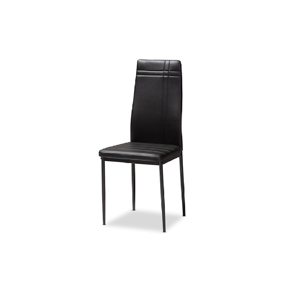 Baxton Studio Matiese Modern and Contemporary Black Faux Leather Upholstered Dining Chair (Set of 4)