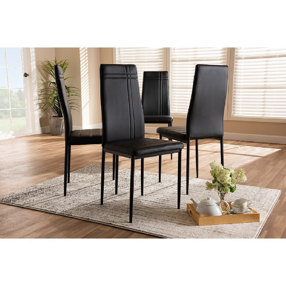 Baxton Studio Matiese Modern and Contemporary Black Faux Leather Upholstered Dining Chair (Set of 4)