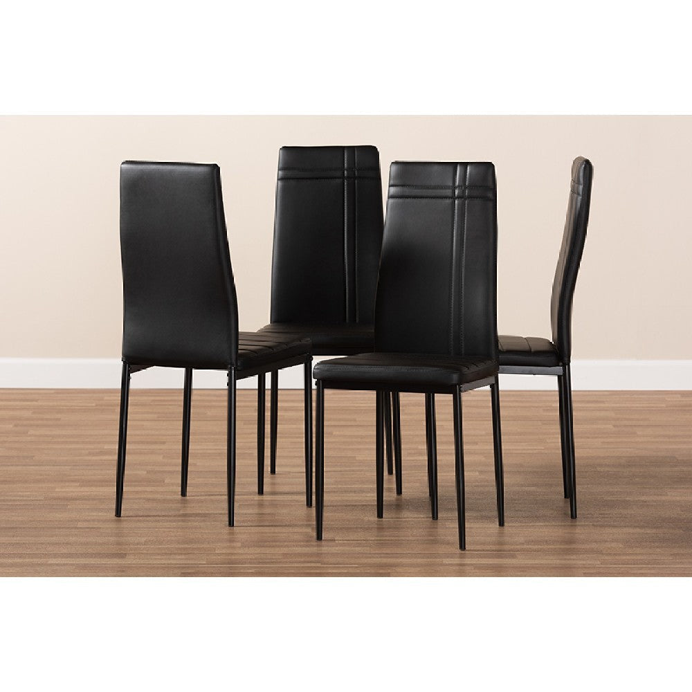 Baxton Studio Matiese Modern and Contemporary Black Faux Leather Upholstered Dining Chair (Set of 4)