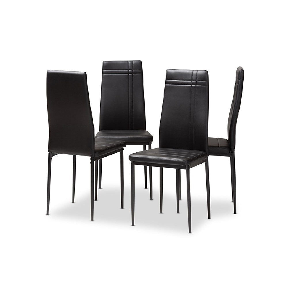 Baxton Studio Matiese Modern and Contemporary Black Faux Leather Upholstered Dining Chair (Set of 4)