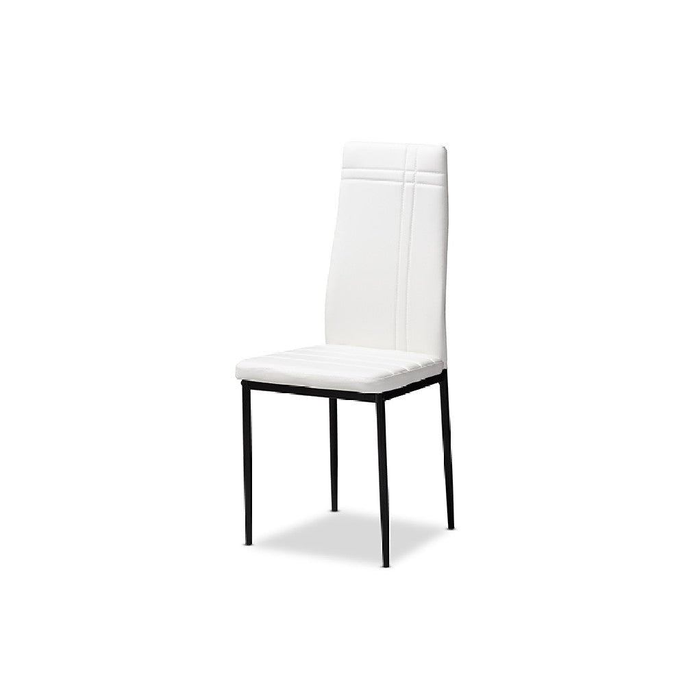 Baxton Studio Matiese Modern and Contemporary White Faux Leather Upholstered Dining Chair (Set of 4)