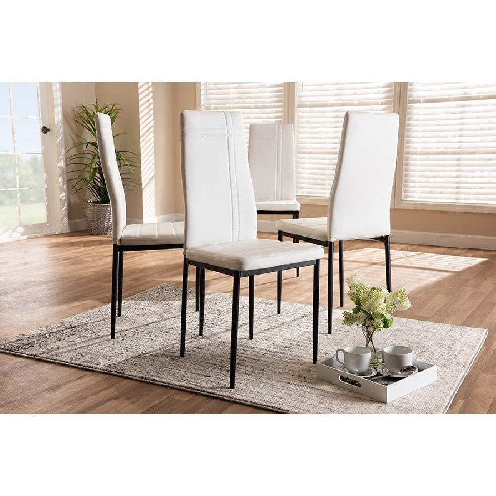 Baxton Studio Matiese Modern and Contemporary White Faux Leather Upholstered Dining Chair (Set of 4)