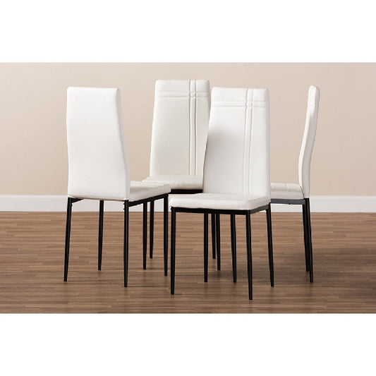 Baxton Studio Matiese Modern and Contemporary White Faux Leather Upholstered Dining Chair (Set of 4)