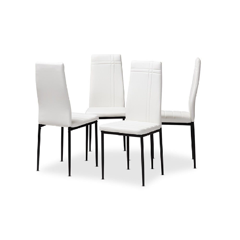 Baxton Studio Matiese Modern and Contemporary White Faux Leather Upholstered Dining Chair (Set of 4)