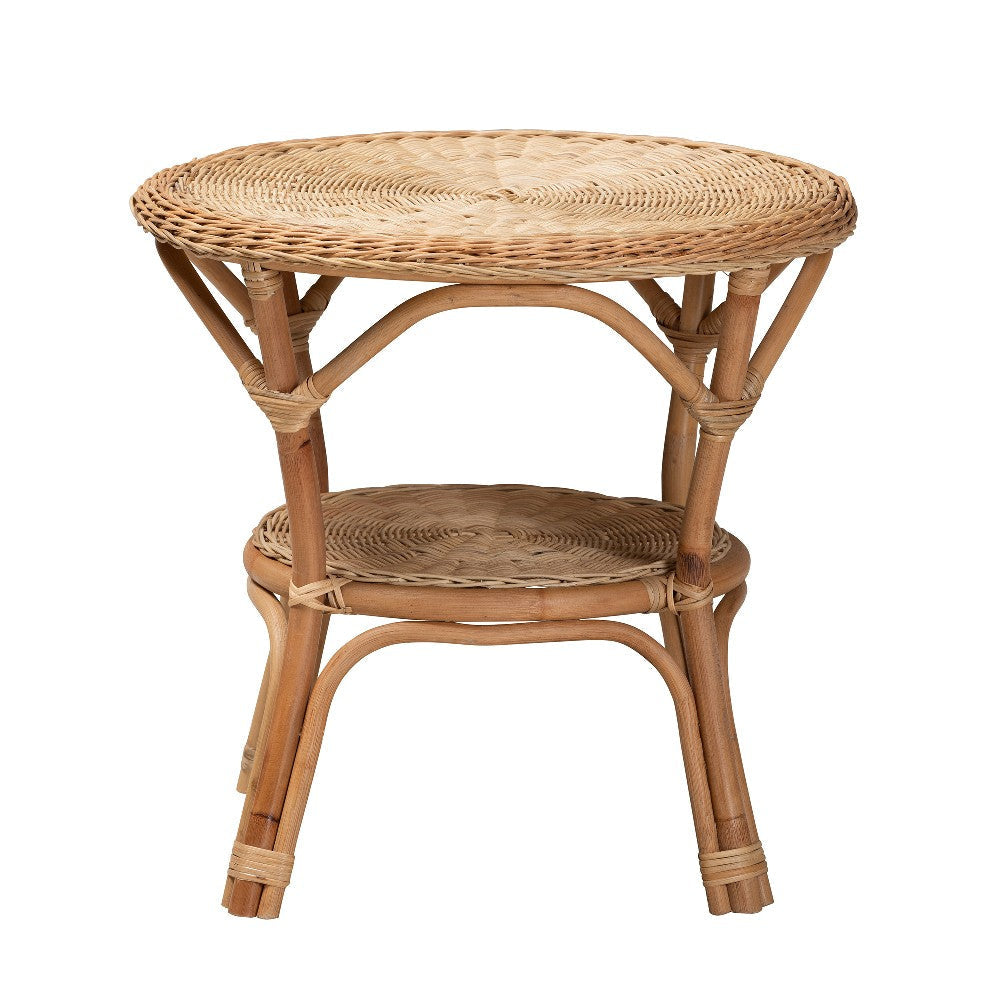 bali & pari Abbey Modern Bohemian Natural Brown Antique Rattan Coffee Table WHI-12718-Rattan-CT
