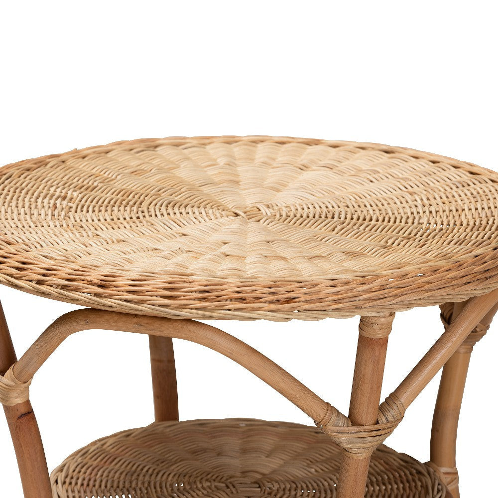 bali & pari Abbey Modern Bohemian Natural Brown Antique Rattan Coffee Table WHI-12718-Rattan-CT