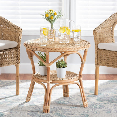 bali & pari Abbey Modern Bohemian Natural Brown Antique Rattan Coffee Table