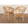 bali & pari Alleta Modern Bohemian Natural Brown Rattan 2-Piece Dining Chair Set WHI-12719-Rattan-DC